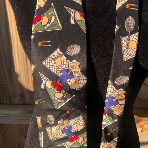 Silk Necktie Popeye Playing Tennis - Picture 2 of 4